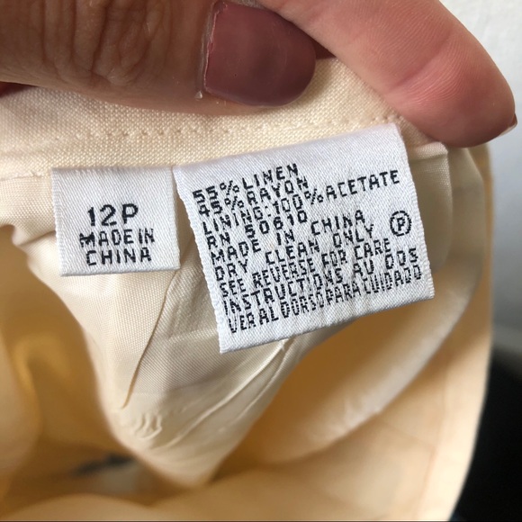 Vintage Kasper Cream Linen Pencil Skirt Size 12P - Picture 7 of 7